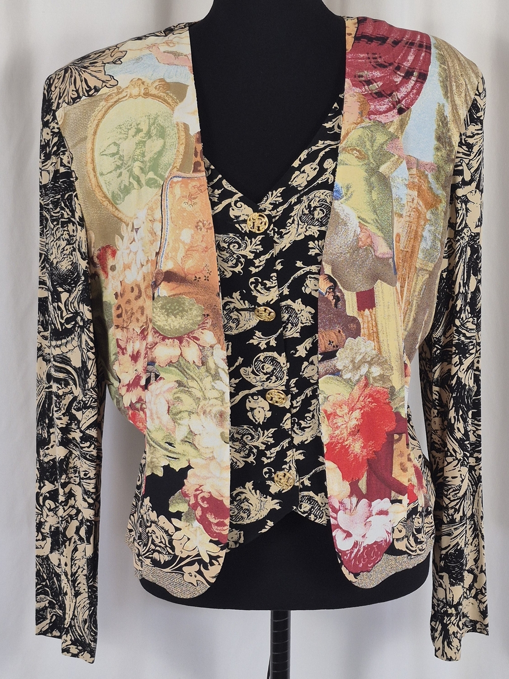 Carole Little Vintage 90s Mock 2 Pc. Layered Jacket Art-To-Wear Top - Size 4